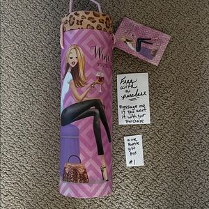Purple Wine Bottle Gift Bag with Leopard Print